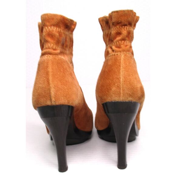 MICHAEL KORS Tan Suede Leather High Heeled Front Zip Ankle Boots Women 7 - Picture 8 of 12